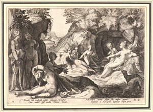 Anonymous after Hendrick Goltzius (Dutch, 1558 - 1617). Diana and Her Nymphs Discovering Callisto's