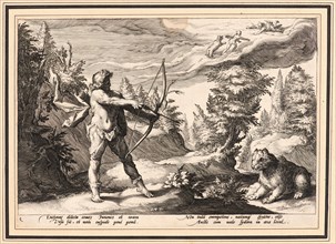 Anonymous after Hendrick Goltzius (Dutch, 1558 - 1617). Arcas Preparing to Kill His Mother, ca.