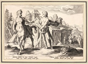 Anonymous after Hendrick Goltzius (Dutch, 1558 - 1617). Apollo Entrusting Chiron with the Education