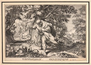 Anonymous after Hendrick Goltzius (Dutch, 1558 - 1617). Tiresias, in the Form of a Woman, Striking