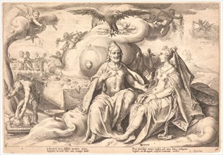 Anonymous after Hendrick Goltzius (Dutch, 1558 - 1617). The Dispute between Jupiter and Juno over