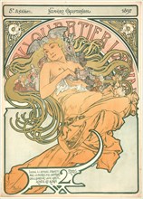 Alphonse Mucha (Czech, 1860 - 1939). Au Quartier Latin, 1897. Color lithograph printed in 6 colors