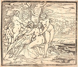 Luca Cambiaso (Italian, 1527 - 1585). Venus Mourning the Death of Adonis, 16th century. Woodcut.