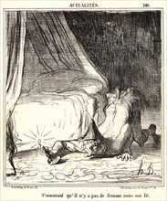 Honoré Daumier (French, 1808 - 1879). S'Assurent Qu'il n'y a pas de Fenians sous son Lit, 1866.