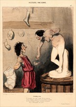 Honoré Daumier (French, 1808 - 1879). Pygmalion, 1842. From Histoire Ancienne. Lithograph with hand