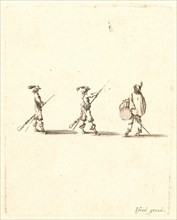 Stefano Della Bella (Italian, 1610 - 1664). Deux soldats faisant l'exercise du fusil et un