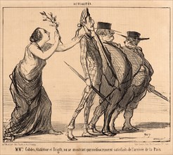 Honoré Daumier (French, 1808 - 1879). MMrs. Cobden, Gladstone et Brigth... [sic], 1856. From