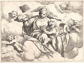 Anonymous (Italian). Virgin and Child with Angels, ca. 1610-1640. Etching on laid paper. Plate: 151