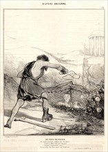 Honoré Daumier (French, 1808 - 1879). Les filets de Vulcain, 1842. From Histoire Ancienne.