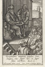 Pilate washes his hands in innocence, Hieronymus Wierix, 1563 - before 1619