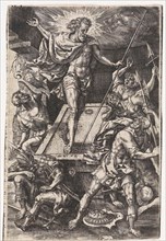 Resurrection of Christ, print maker: Johannes Wierix, Pieter van der Borcht I, 1573