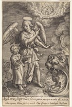 Child with guardian angel, Hieronymus Wierix, 1563