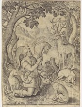 Conversion of H Hubertus, Hieronymus Wierix, 1563 - before 1619