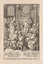 Christ as a twelve year old in the temple, print maker: Hieronymus Wierix, 1563 - before 1619