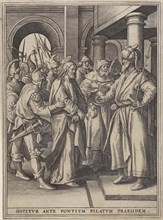 Christ before Pilate, Hieronymus Wierix, Maerten de Vos, Hans van Luyck, 1563 - before 1586
