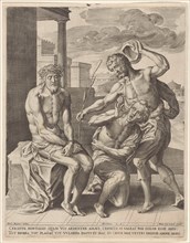 Mocking of Christ, Hieronymus Wierix, Hans van Luyck, 1563 - before 1586