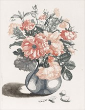 Glass vase with flowers, print maker: Anonymous, Dating 1688 - 1698