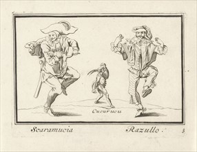 Scaramouche, Cucurucu and Razullo. Anthonie de Winter, Jacques Callot, Cornelis Danckerts (II),