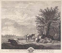 Landscape with cows, Elisabeth Marie Simons, Charles-André-Melchior baron van Proli, 1760 - 1780