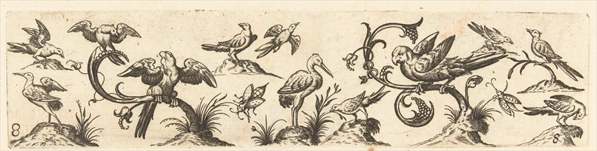 Frieze with twelve birds, Anonymous, Hans Collaert (I), 1530 - 1580