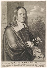 Portrait of the painter Jan van Kessel I, print maker: Alexander Voet II, Erasmus Quellinus II,