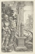 Titus Manlius Torquatus orders his son to be beheaded, print maker: Georg Pencz, Georg Pencz, 1535