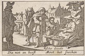 Beggars receiving alms, Pieter Hendricksz. Schut, Claes Jansz. Visscher (II), 1628 - 1650