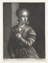 Woman in Venetian dress, Wallerant Vaillant, Carel Allard, 1673 - 1709