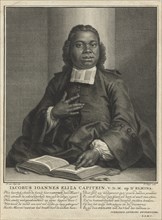 Portrait of Jacobus Elisa Johannes Capitein, Pieter Tanje, 1742, print maker: Pieter Tanjé