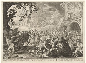 Death fights against humanity, BoÃ«tius Adamsz. Bolswert, David Vinckboons, Abraham Allard, 1610