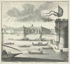 View of the port of Civitavecchia, Italy, Jacob de Later, 1696 - 1709