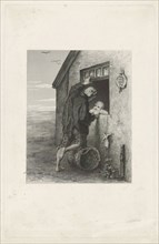 Conversation between a fisherman and a child, Johann Heinrich Maria Hubert Rennefeld, 1855 - 1877