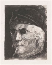 Face of a man with glasses, Frans Schikkinger, 1848 - 1902