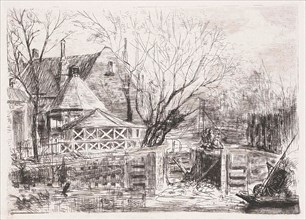 Polder house and the lock in Boerenwetering Amsterdam, The Netherlands, Frans Schikkinger, 1848 -