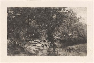 Trees along the water, Willem Steelink (I), 1836 - 1913