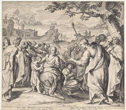 Christ blessing the children, Claes Jansz. Visscher Willem Isaacsz. van Swanenburg (II), 1601 -