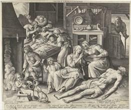 A house full of mourning, Nicolaes de Bruyn, Assuerus van Londerseel, Petrus Plancius, 1581 - 1656