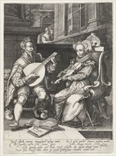 Allegory of marriage, print maker: Gillis van Breen, Cornelis Cussens, Theodorus Schrevelius, c.