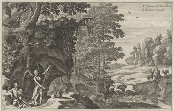 Elijah and the angel, Herman van Swanevelt, Charles Audran, 1629 - 1641