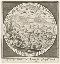 Fifth day of creation, God creates fish and birds, Nicolaes de Bruyn, Assuerus of Londerseel,