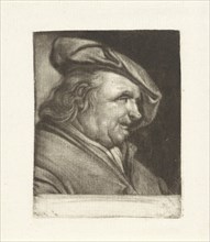 Bust of a man with a painter's cap on his head, Michiel van Musscher, 1655 - 1705