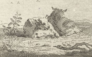 Two reclining sheep, Jan Matthias Cok, Jan van der Meer (II), 1735 - 1771