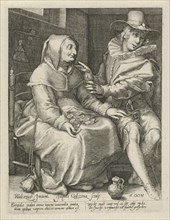 Unequal love, Jacob Goltzius (II), Anonymous, 1584 - 1630