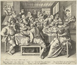 A house full of party noise, Nicolaes de Bruyn, Robert de Baudous, 1581-1656