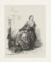 Study of a woman on a stove warms her feet, David Bles, 1834-1899