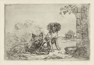 Two dogs, David van der Kellen (II), 1814 - 1879