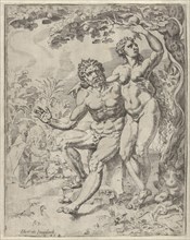 Adam and Eve picking the forbidden fruit, possible Dirck Volckertsz Coornhert, 1548