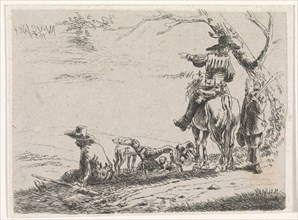 Three hunters with dogs, Adriaen van de Velde William Young Ottley, 1828