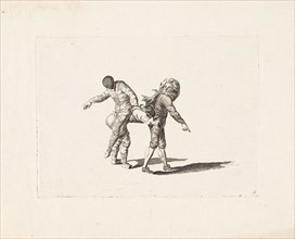 Harlequin hits a jester, Gerardus Josephus Xavery, Pieter Schenk (II), 1728