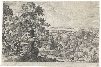 Apollo walking with a young woman, Hans Bol, Anonymous, c. 1550 - c. 1650